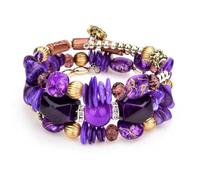 Caiyao Bohemia Multilayer Irregular Agate Beads Charm Bracelets Handmade Vintage Multicolor Crystal Yoga Turquoise Beaded Wrap Bangles Bracelets for Women Boho Ethnic Jewelry Gifts, M, Resin, no