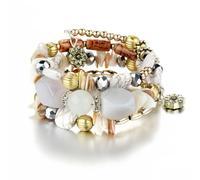 Caiyao Bohemia Multilayer Irregular Agate Beads Charm Bracelets Handmade Vintage Multicolor Crystal Yoga Turquoise Beaded Wrap Bangles Bracelets for Women Boho Ethnic Jewelry Gifts, M, Resin, no