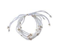 Caiyao Bohemia Multilayer Seed Beaded Stackable Bracelets Adjustable Resin Gold Beads Stretch Bracelets for Women Boho Summer Holiday Party Jewelry Gifts