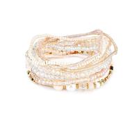 Caiyao Bohemian Multilayer Crystal Beaded Stackable Bracelets Colorful Crystal Pearl Glass Beads Stretch Bracelet BFF Friendship Wristbands for Women Summer Beach Hawaii Jewelry Birthday Gifts, M