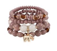 Caiyao Bohemian Stackable Wood Wooden Beads Elephant Charm Tassel Stretchy Bracelet Set for Women Men Multilayered Multicolor Acrylic Resin Seeds Bracelet Ethnic Jewelry Gift, Stone Acrylic Metal