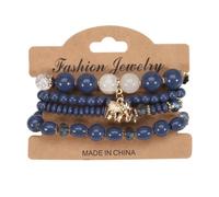Caiyao Bohemian Stackable Wood Wooden Beads Elephant Charm Tassel Stretchy Bracelet Set for Women Men Multilayered Multicolor Acrylic Resin Seeds Bracelet Ethnic Jewelry Gift, Stone Acrylic Metal