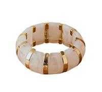 Caiyao Colorful Acrylic Chunky Geometric Elastic Bangle Bracelets Retro Mixcolor Wide Chunky Resin Gold Beads Stretch Wristband Bracelet for Women Men Fashion Party Wedding Jewelry Gifts, M, Resin, no