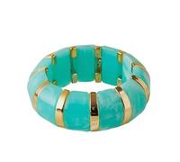 Caiyao Colorful Acrylic Chunky Geometric Elastic Bangle Bracelets Retro Mixcolor Wide Chunky Resin Gold Beads Stretch Wristband Bracelet for Women Men Fashion Party Wedding Jewelry Gifts, M, Resin, no