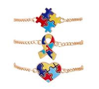 Caiyao Colorful Autism Awareness Elastic Bracelets Multilayer Ribbon Love Heart Puzzle Cross Crystal Glass Beaded Stackable Bracelet for Women Men Autism Teacher Friend Yoga Meditation Jewelry Gifts