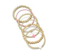 Caiyao Colorful Resin Turquoise Cross Beaded Stretch Braceles Set Bohemia Multilayer Gold Beads Cross Pearl Stackable Bracelet Preppy Friendship Bangles for Women Men Summer Beach Vacation Jewelry, M