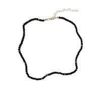 Caiyao Dainty Black Spinel Beaded Choker Necklace for Women Lightweight Tiny Trendy Natural Shiny 3mm Faceted Black Agate Crystal Stone Necklace Birthday Christmas Jewelry for Teen Girls Gifts, Metal