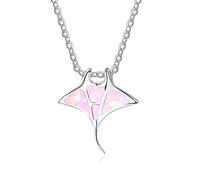 Caiyao Dantiy Manta Ray Pendnat Necklace Imitate Opal Copper Ocean Sea Animal Imitate Marine Stingray Necklace for Women, 1.2*1.3cm (0.47"*1.0.51"), Copper, No Gemstone