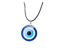 Caiyao Evil Eye Pendant Necklace Glass Leather Rope Chain Turkish Protect Lucky Necklace for Women Men, Glass, No Gemstone