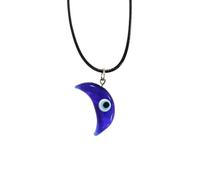 Caiyao Evil Eye Pendant Necklace Glass Leather Rope Chain Turkish Protect Lucky Necklace for Women Men, Glass, No Gemstone