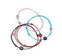Caiyao Evil Eye String Bracelet Red pink black blue Lucky Amulet Mal de ojo Kabbalah Protection Handmade Bracelet Adjustable For Women Men, One Size, Resin, no gemstone