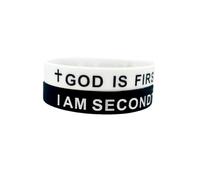 Caiyao God Is First I am Second Silicone Bible Verse Christian Wristbands Bracelets for Women Men, One Size, Silicone, no gemstone