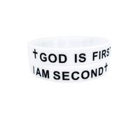 Caiyao God Is First I am Second Silicone Bible Verse Christian Wristbands Bracelets for Women Men, One Size, Silicone, no gemstone