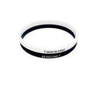 Caiyao God Is First I am Second Silicone Bible Verse Christian Wristbands Bracelets for Women Men, One Size, Silicone, no gemstone