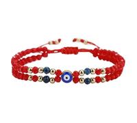 Caiyao Handmade Evil Eye Crystal Beaded Charm Bracelets Adjustable Braided Turkish Red Blue Eye Rope Thread Strand Bracelets for Women Men Friendship Protective Amulet Lucky Jewelry Gifts, M, Glass