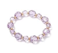 Caiyao Handmade Multicolor Crystal Beaded Stretch Bracelets Boho Colorful Resin Gold Beads Stackable Statemrnt Bracelet for Women Summer Beach Holiday Party Daily Wear Jewelry Gifts