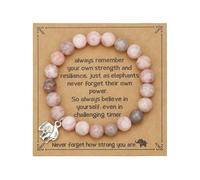 Caiyao Inspirational Natural Stone Beaded Stretch Bracelets Pink Zebra Butterfly Turtle Dinosaur Elephant Animals Pendant Bracelets for Women Men Mom Daughter Lover Encouragement Jewelry Gifts, M