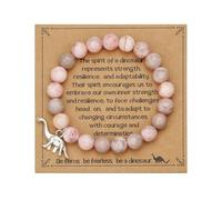 Caiyao Inspirational Natural Stone Beaded Stretch Bracelets Pink Zebra Butterfly Turtle Dinosaur Elephant Animals Pendant Bracelets for Women Men Mom Daughter Lover Encouragement Jewelry Gifts, M