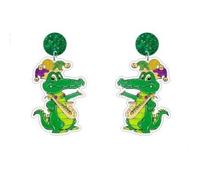 Caiyao Mardi Gras Earrings Acrylic Carnival Theme Dangle Earrings Teardrop Dangle Earrings Mask Clown Hat Lobster Crocodile Sparkling Earrings Holiday Mardi Gras Jewelry-05