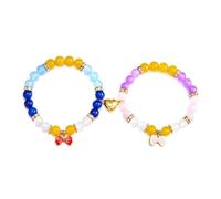 Caiyao Matching Couples Bracelets Friendship Bracelets Heart Stone Beads Colorful Bow Candy Distance Promise Bracelet for Best Friends Bff Couples Valentine's Day