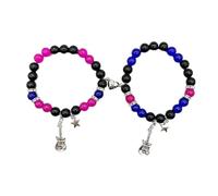 Caiyao Matching Couples Bracelets Friendship Bracelets Heart Stone Beads Guitar Love Star Distance Promise Bracelet for Best Friends Bff Couples Valentine's Day -A