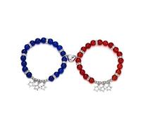Caiyao Matching Couples Bracelets Friendship Bracelets Heart Stone Beads Star Tassel Distance Promise Bracelet for Best Friends Bff Couples Valentine's Day