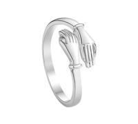 Caiyao Romantic Embrace Hugging Hands Rings for Women Gold Silver Open Adjustable Copper Polishing Hug Ring Rings for Friend Lover, Copper, No Gemstone