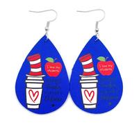 Caiyao Teachers' Day Leather Earrings Cat for Teachers Educators Librarians Principals Read Across America Style Earrings A+ Themed Reading Earrings for Women Girls Fun Teacher Appreciation Gifts