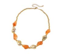 Caiyao Vintage Acrylic Irregular Beaded Choker Necklaces Boho Chunky Gold Beaded Ball Statement Necklace for Women Fashion Party Summer Vacation Jewelry Gifts, Acrylic, No Gemstone