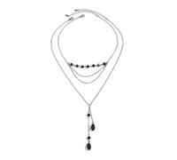 Caiyao Vintage Gothic Blood Drop Y-Shaped Choker for Women Adjustable Crystal Beaded Chain Multi-Layer Collarbone Necklace Halloween Vampire Witch Costume Jewelry Gift-A Black