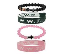 Caiyao WWJD Bracelet What Would Jesus Do Braided Silicone Rubber Wristbands Bracelets Protection Pray Inspirational Bracelet for Women Men, Adjustable, synthetic-fiber, no gemstone