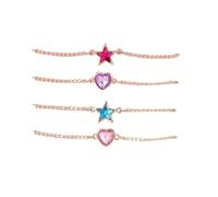 Caiyao Y2K Aesthetic Friendship Charm Bracelets Colorful Shiny Heart Star Gold Beaded Stretch Bracelets Multilayer BFF Link Chain Elastic Bangles for Women Best Friends Jewelry Gifts, M, Resin, no