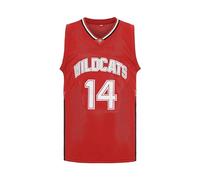 CAIYOO Mens Wildcats High School Jersey 14 Troy Bolton 8 Chad Danforth Basketball Jersey, 14 Red, S