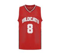 CAIYOO Mens Wildcats High School Jersey 14 Troy Bolton 8 Chad Danforth Basketball Jersey, 8 Red, S