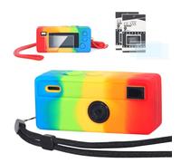 CAIYOULE Silicone Case for KODAK CHARMERA Keychain Digital Camera, Rainbow | Soft Silicone, Protective Camera Sleeve for Kodak 1987 Millennium Keychain Camera, with 2 Screen Protectors, 2 Wrist Straps