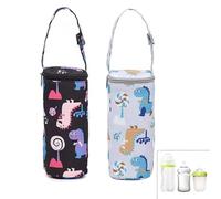 CaiYuanGJ 2 Pcs Baby Bottle Insulation Bag, Hanging Thermal Bag for Baby Bottles, with Long Insulation Time for Strollers, Compatible with Many Bottles, Grey, Dark Color, 20x8x7 cm, Practical
