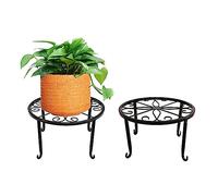 CaiYuanGJ Pack of 2 Metal Flower Pot Stands, Round Iron Plant Holder, Black, for Home, Garden, Patio, Plants Support