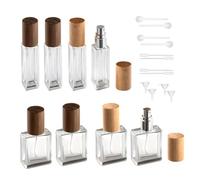 CaiYuanGJ Perfume Atomiser, Refillable Glass Travel Bottles（Walnut+Beech） | Glass Perfume Container, Empty Portable Leakproof Frangrance Spray Bottle, for Travel Makeup (8pcs 10ml+15ml)