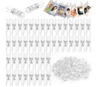 CAIYUANGUANGJIN 200Pcs Mini Clear Pegs for Photos, Transparent Plastic Tiny Pegs for Crafts, Little Clips for Hanging Pictures, String Lights, Sealing Bags, Wedding & Home Decoration