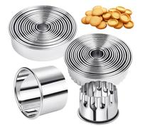 CAIYUANGUANGJIN 28Pcs Round & Crinkle Cookie Cutters Set, Stainless Steel Biscuit Cutters, 14 Sizes Scone Cutter with Storage Case, Non-Stick Pastry Cutter for Baking Scones Donut Fondant DIY