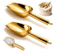 CAIYUANGUANGJIN 2Pcs Gold Ice Scoop, 3oz Stainless Steel Mini Food Scoops, Small Metal Mirror Finished Flour Sweet Pet Scooper for Kitchen Bar Party Use