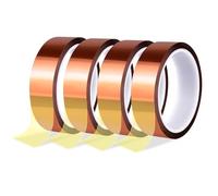 CAIYUANGUANGJIN 4 Rolls Polyimide High Temperature Tape, 25mm X 33m Heat Resistant Tapes, No Residue Kapton Tape Suitable for Masking Soldering Electrical 3D Printers Sublimation