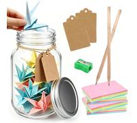CAIYUANGUANGJIN Memory Jar Kit with 400 Sheets Notes, Glass Mason Jar for Memories, DIY Happiness Jar for Birthday Christmas Memories Thoughtful Gift for Women Men, 750ml