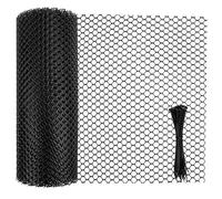 CAIYUANGUANGJIN Plastic Chicken Wire Mesh Roll 40cm x 10m, Black Reusable 12mm Hexagonal Netting for Garden Fencing, Poultry Breeding, Pet Safety Barrier with 100 Cable Ties