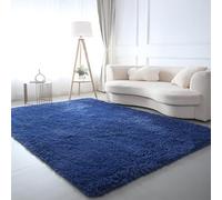 CAIYUECS Shag Area Rug,Indoor Ultra Soft Plush Rugs for Bedroom Living Room, Non-Skid Modern Nursery Faux Fur Rugs for Kids Room Home Decor (4x6 Feet, Navy Blue)
