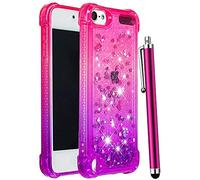 CAIYUNL Compatible With iPod Touch 7th Generation Case, Touch 6th/5th Generation Case for Girls Women Kids, Glitter Bling Sparkle Shiny Liquid Floating TPU Protective Cover for iPod 7/6/5 -Pink/Purple