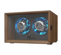 CAJESA Dual Watch Winders for Automatic Watches, Double Watch Winder Box for Rolex,4 Rotation Mode Setting,Blue Light,Elastic Watch Pillows for Lady and Man Watches, Brown, Business, High-end,