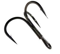 CAJOAUIS 50pcs Fishing Treble Hooks Sharp Black Tuba Treble Fishing Hooks Round Bend Strong High Carbon Steel Barbed Fish Hook for Catfish Bass Trout Freshwater Saltwater Size: 1/0-6/0 (5/0-50pcs)