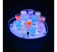 CAJOLI Shot Glass Light Up Tray, Colorful Cocktail Beverage Serving Board Organizer (Wine Glasses Not Included) for Liquor Home Party Bar,Heart