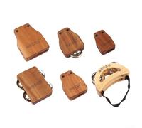 Cajon Accessories Set with Foot Tambourine Strap, Jingle Bells for Box Drum, Hand Castanets Wooden Percussion Kit, Flamenco Cajon Add-ons Rhythm Instruments(Set)